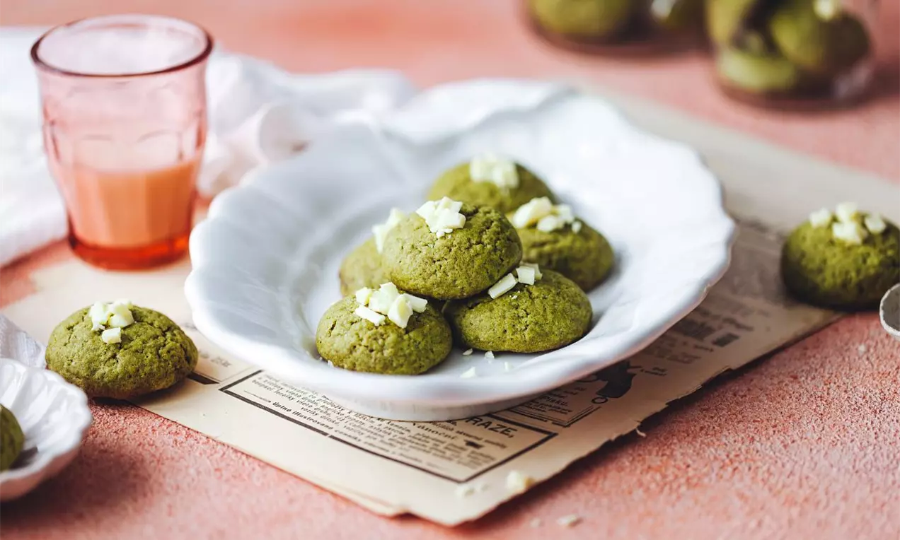 Matcha cookies s bílou čokoládou